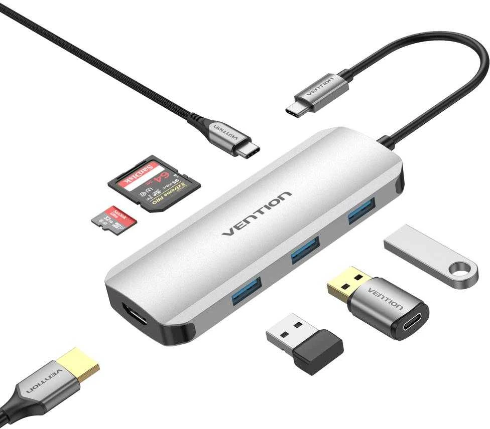 Vention 7in1 USB-C adapteris su priedais