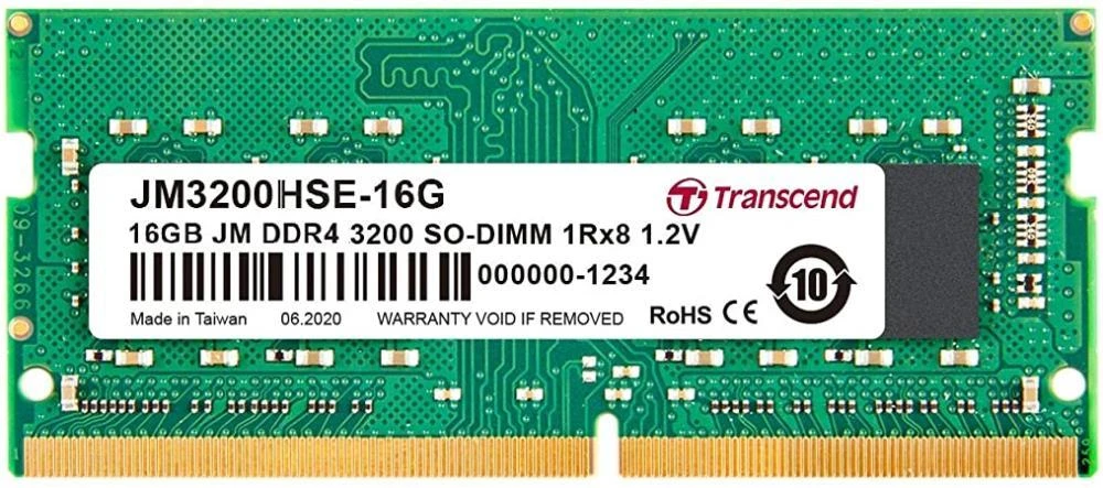 RAM TRANSCEND 16GB JM DDR4 3200Mhz SO-DIMM 1Rx8 2Gx8 CL22 1.2V