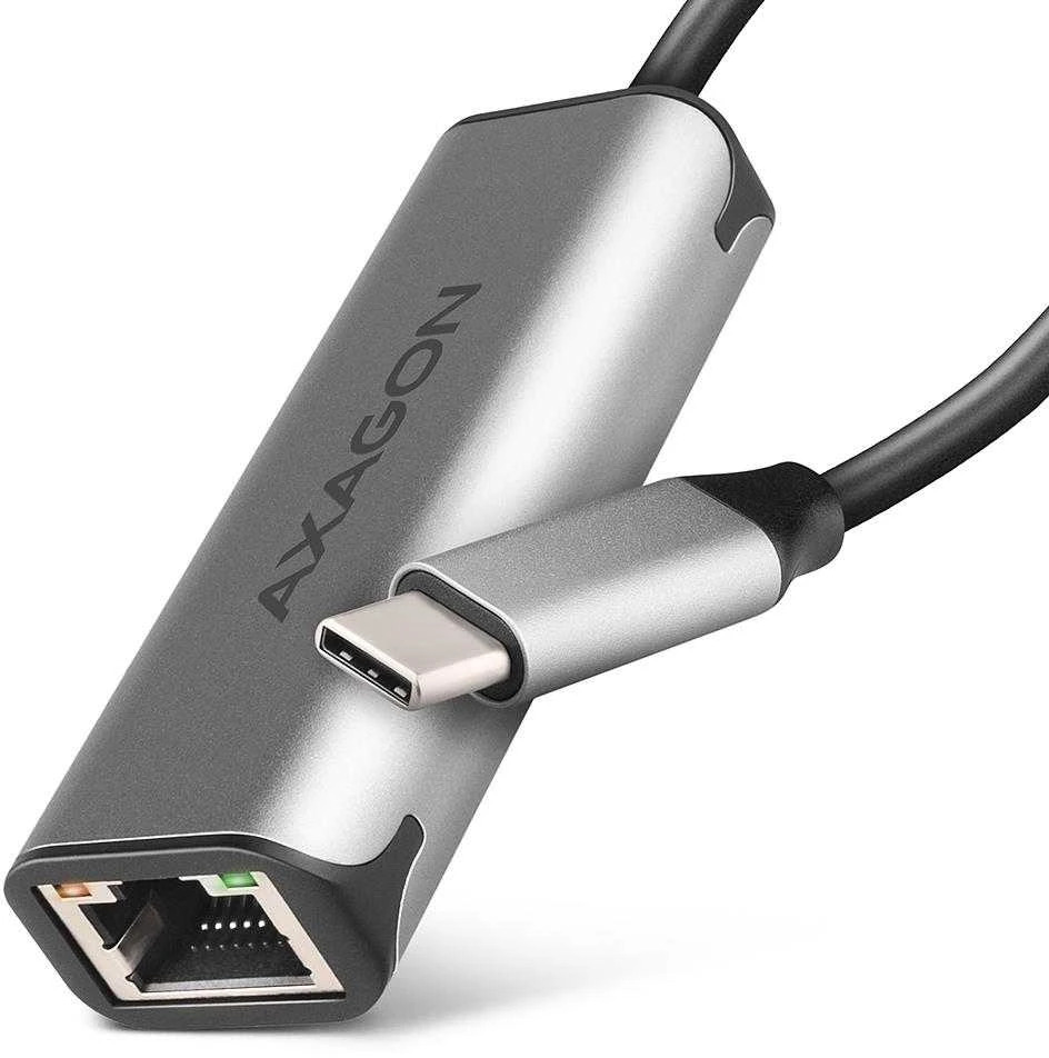 Axagon ADE-25RC SUPERSPEED USB-C 2.5 GIGABIT ETHERNET Kompaktiškas aliuminio USB-C 3.2 Gen 1 2.5 Gigabit Ethernet 10/100/1000/2500 Mbit adapteris su automatiniu diegimu.