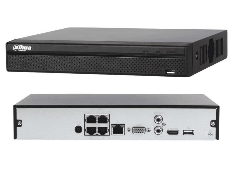 Dahua IP įrašymo įrenginys 4 kam., 4K 8MP, 1HDD, 80Mbps, 4PoE įėjimai, H.265/H.264, IVS
