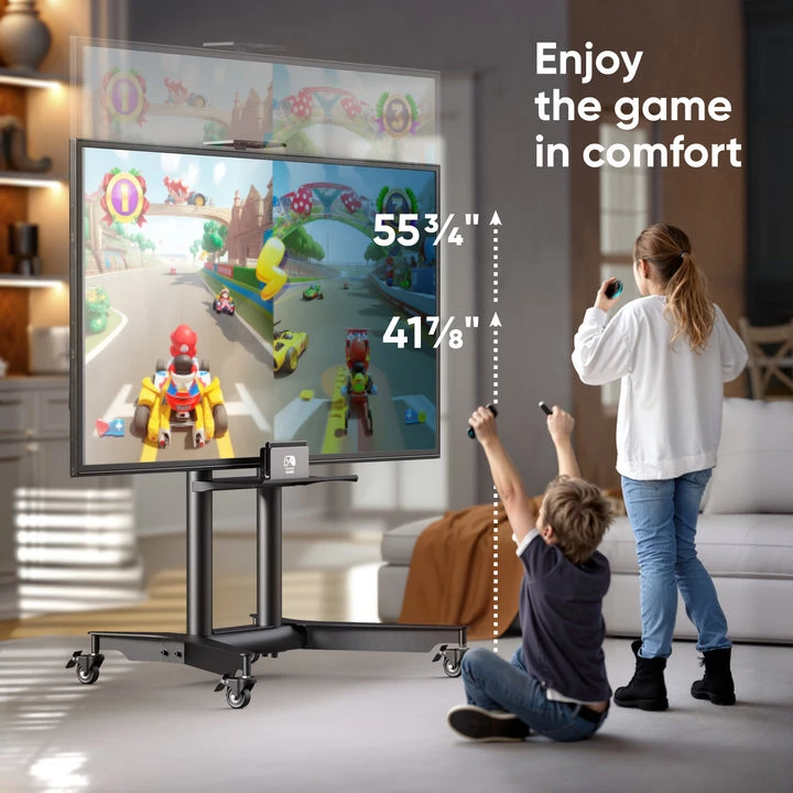 Onkron TV stovas su ratukais, skirtas 32–75" televizoriams, iki 60 kg, juodas, TS1571-B