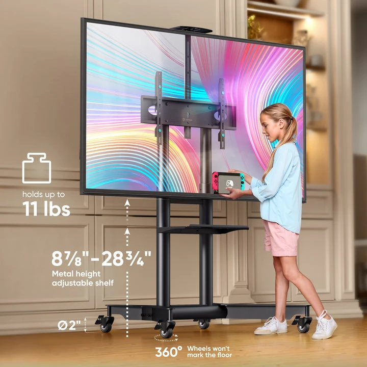 Onkron TV stovas su ratukais, skirtas 32–75" televizoriams, iki 60 kg, juodas, TS1571-B
