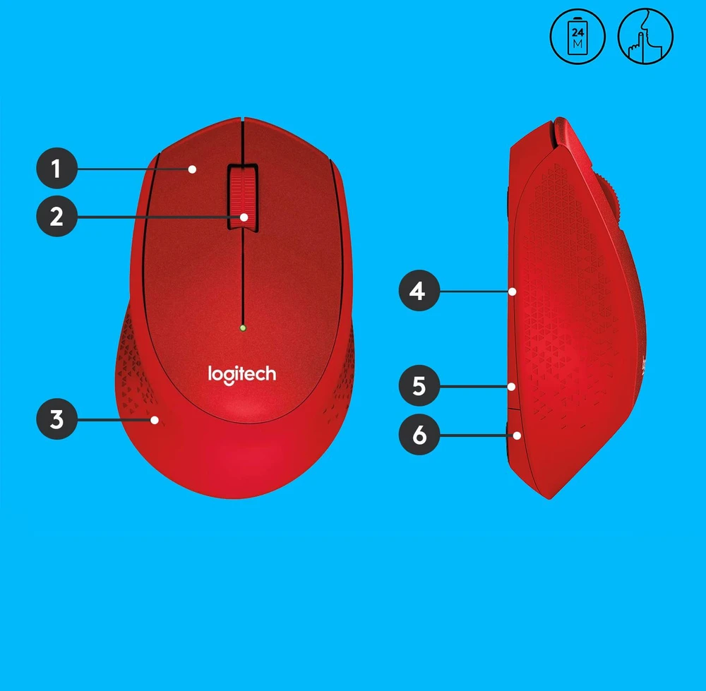 Belaidė pelė Logitech M330 Silent Plus, raudona