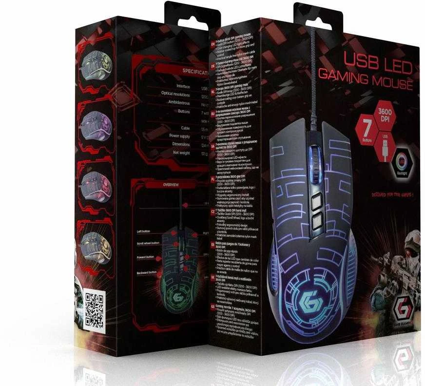 Gembird USB LED Pelė žaidimams MUS-6B-GRAFIX-01 Juodas