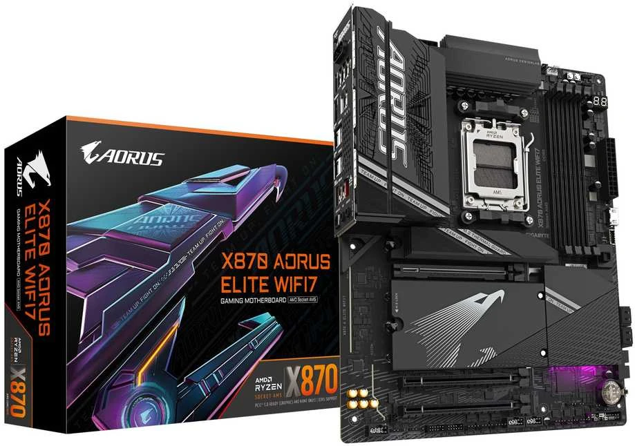 Pagrindinė plokštė Mainboard GIGABYTE AMD X870 SAM5 ATX Memory DDR5 Atminties lizdai 4 X870AELITEWIFI71.1