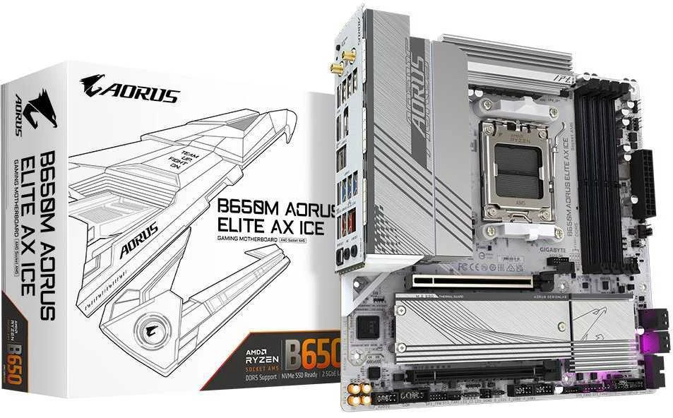 Pagrindinė plokštė Mainboard GIGABYTE AMD B650 SAM5 Micro-ATX Memory DDR5 Atminties lizdai 4 B650MAELITEAXICE1.1