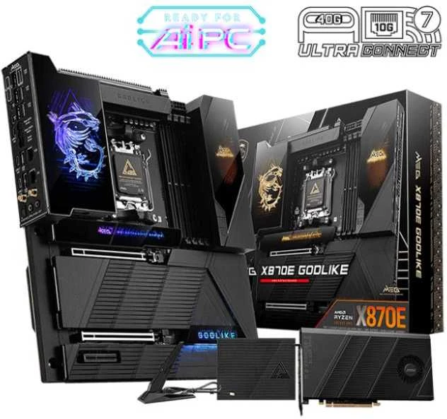 Pagrindinė plokštė MSI MEG X870E GODLIKE | Procesorių šeima AMD | Procesoriaus lizdas AM5 | Palaikomos standžiojo disko sąsajos SATA, M.2 | SATA jungčių skaičius 4