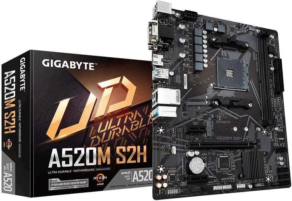Pagrindinė plokštė Gigabyte A520M S2H, AM4, Micro-ATX, DDR4