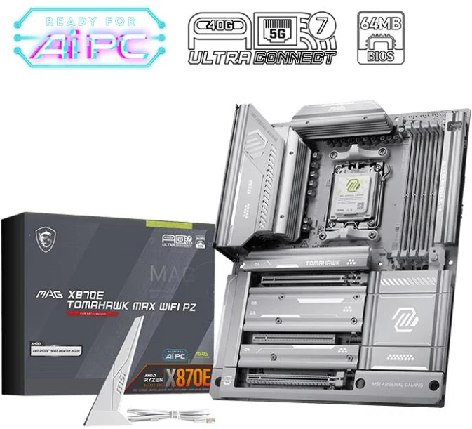 MSI MAG X870E TOMAHAWK MAX WIFI PZ pagrindinė plokštė AMD X870E su AM5 ATX lizdu