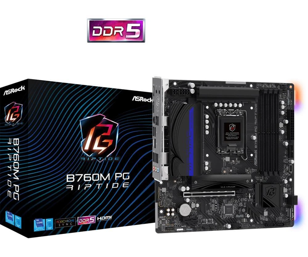 Pagrindinė plokštė ASROCK Intel B760 Express/LGA1700/Micro-ATX/Memory DDR5/Atminties lizdai 4/1xPCI-Express 4.0 1x/1xPCI-Express 4.0 16x/2xM.2/1xHDMI/1xDisplayPort/4xUSB 2.0/3xUSB 3.2/1xUSB-C/1xPS/2/1xRJ45/3xAudio port