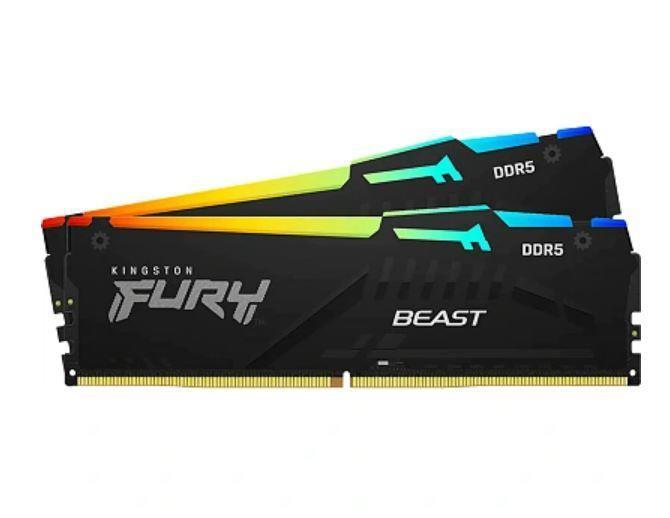 RAM „Kingston KF552C40BBAK2-64“ 64 GB 5200 MT/s DDR5 CL40 DIMM (2 vnt. rinkinys) „FURY Beast RGB“ | „Kingston“