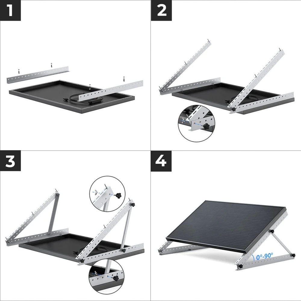 Reguliuojamas saulės modulio laikiklis EcoFlow 28", 0–90°, skirtas 100 W / 175 W standžioms saulės panelėms