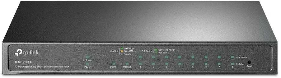 Šakotuvas TP-LINK | 10 prievadų Gigabit Easy Smart Switch su 8 prievadų PoE+ | TL-SG1210MPE | Tvarkomas žiniatinklis | Darbalaukis | Maitinimo tipas Išorinis | 60 mėn.
