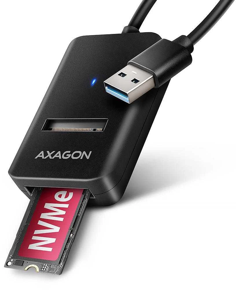 AXAGON USB-A 10Gbps – M.2 NVMe ir SATA SSD adapteriai | ADM2-AM