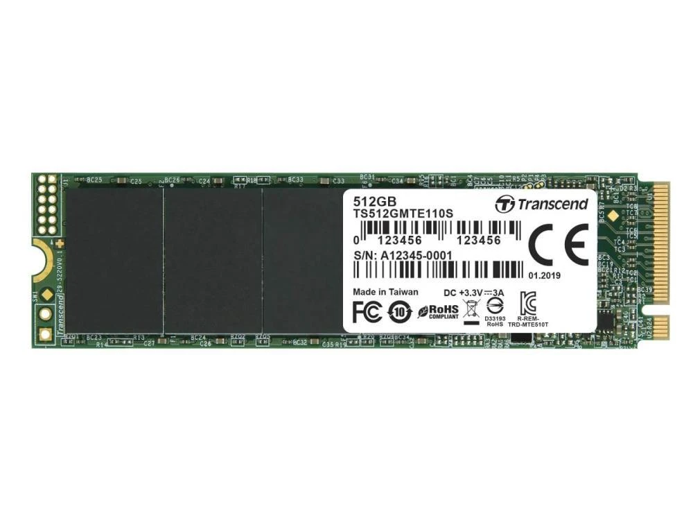 TRANSCEND 512GB M.2 2280PCIe Gen3x4 3D TLC DRAM-less