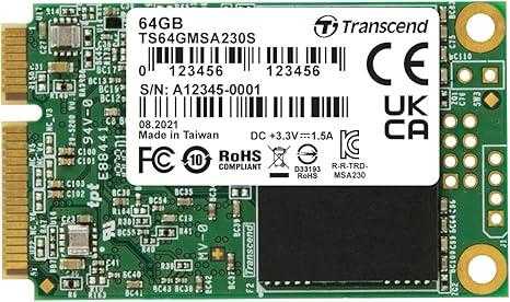 TRANSCEND 64GB mSATA SSD SATA3 3D TLC