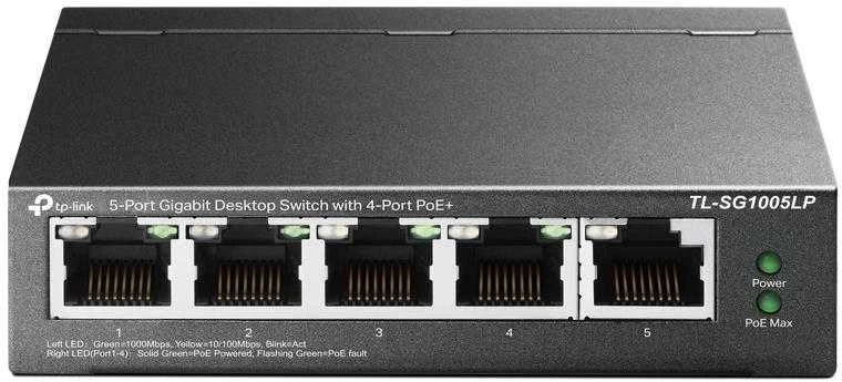 Šakotuvas TP-LINK | Jungiklis | TL-SG1005LP | Nevaldomas | Darbalaukis | PoE+ jungtys kiekis 4 | Maitinimo tipas Išorinis