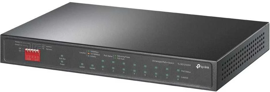 Šakotuvas TP-LINK | 10 prievadų Gigabit Desktop Switch su 6 prievadų PoE+ ir 2 prievadų PoE++ | TL-SG1210PP | Nevaldomas | Darbalaukis