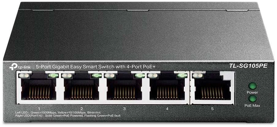 Šakotuvas TP-LINK | Jungiklis | TL-SG105PE | Nevaldomas | Darbalaukis | PoE+ jungtys kiekis 4 | Maitinimo tipas Išorinis