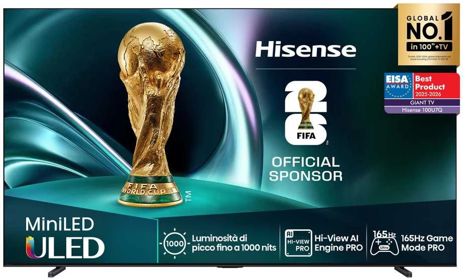 Televizorius HISENSE 100" 4K Ultra HD ULED 100U7Q plokščias išmanusis televizorius