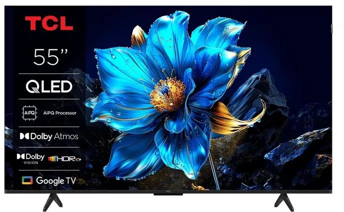 Televizorius TCL 4K QLED TV | 55T69C | 55 | Smart TV | Google TV | UHD | Juodas