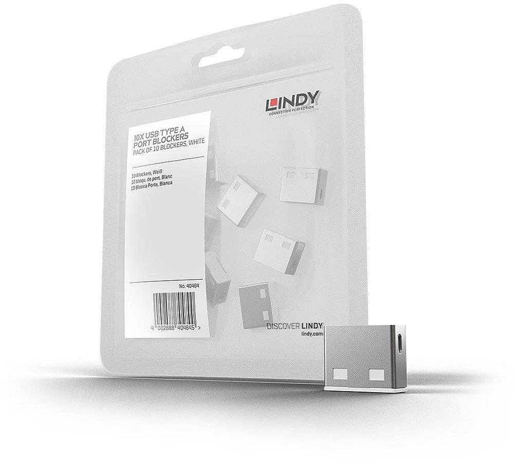 USB Priedas - LINDY USB Type A Prievadų Blokatoriai, 10 vnt., Balti