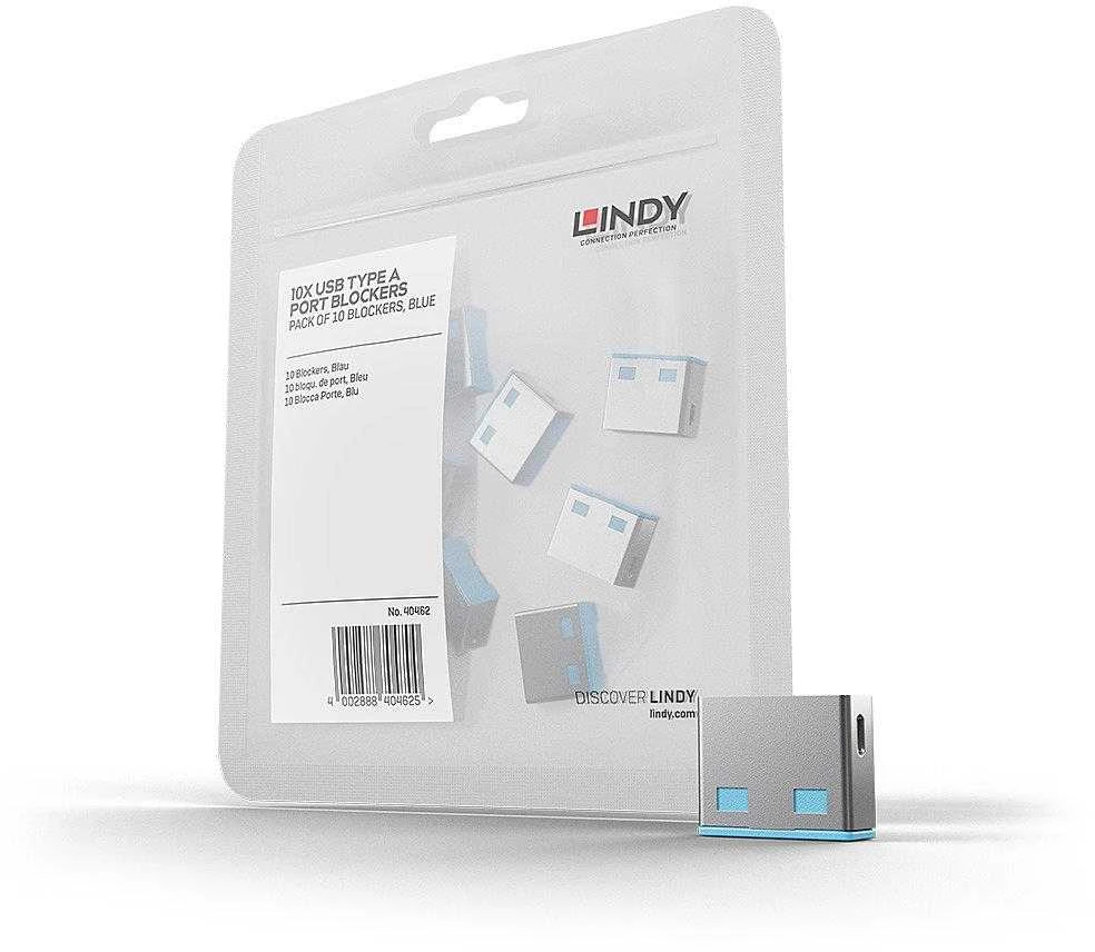 USB Priedas - LINDY USB A Prievado Blokatoriai, ABS, 12x10x5mm, Mėlyni, 10 vnt.