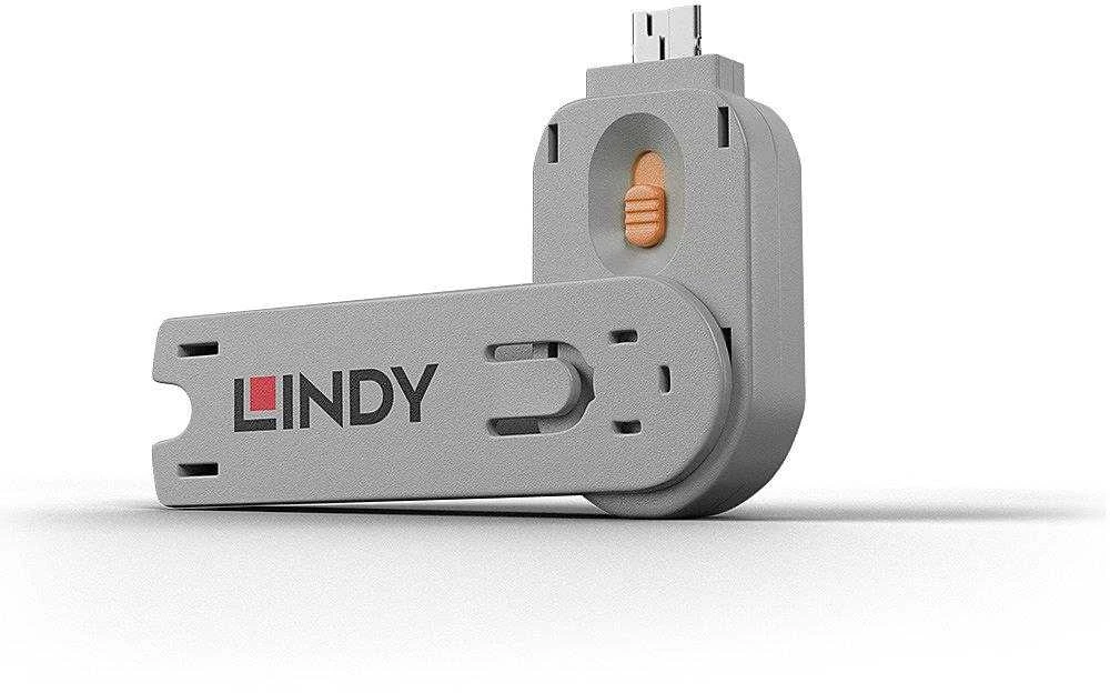 Lindy USB Priedas - Portų Blokatorius Raktas Nr. 40453/40463 ABS 18x75.16x12mm Oranžinis