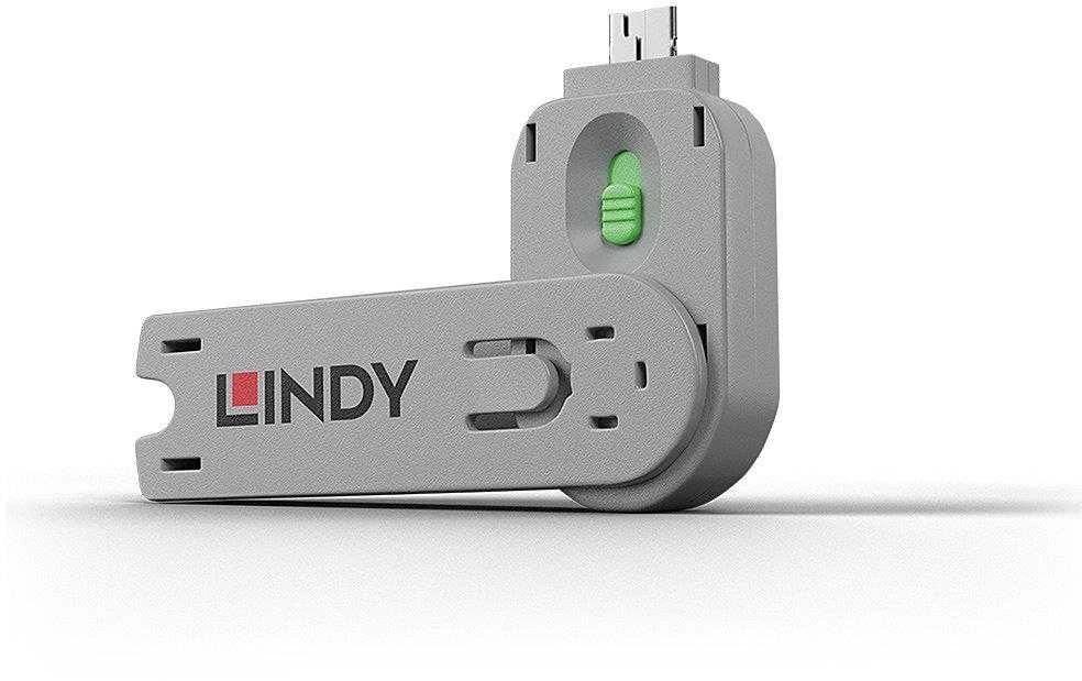 USB Priedas - LINDY USB A Prievado Užrakto Raktas Nr. 40451 40461 ABS 18x75,16x12mm Žalias