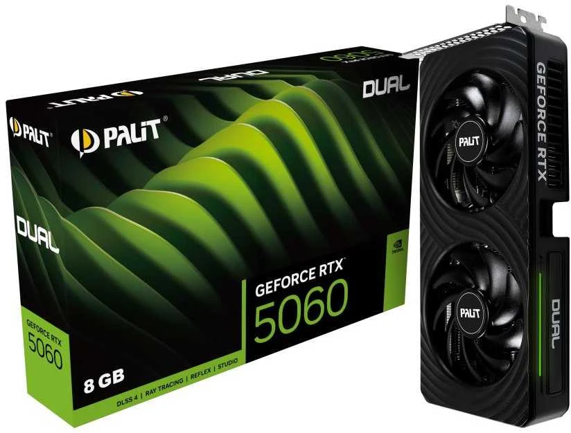 Vaizdo plokštė Palit GeForce RTX 5060 dviguba NVIDIA 8 GB GDDR7