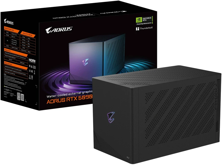 Vaizdo plokštė GIGABYTE VGA NVIDIA GeForce RTX 5090 AORUS AI BOX 32G, 32G GDDR7, 3xDP, 1xHDMI