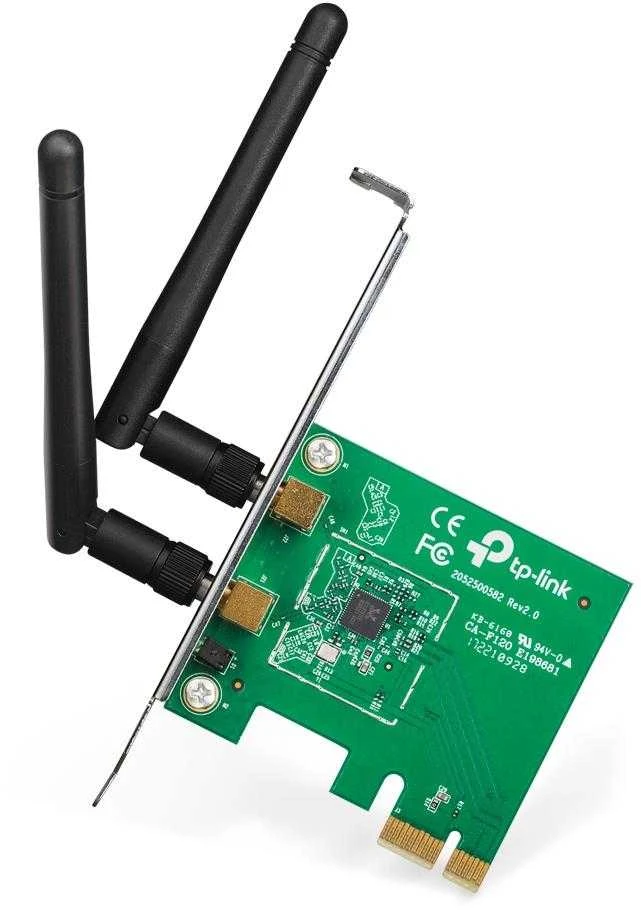 TP-LINK 300MBit/s WLAN-N PCI Express adapteris Atheros-Chipsatz 2T2R 2,4GHz 802.11b/g/n 2 nuimamos antenos