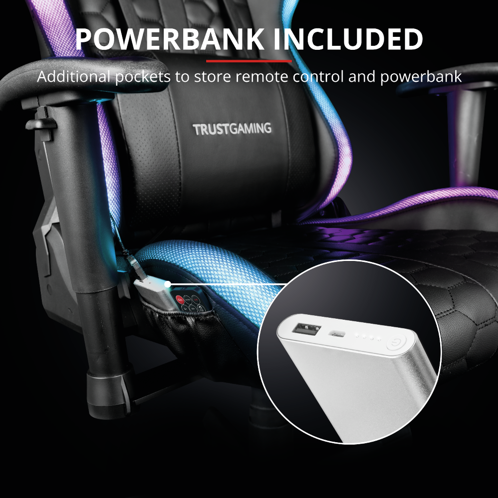 Žaidimų kėdė Trust GXT 716 Rizza RGB LED Illuminated Gaming Chair, Juoda, 23845