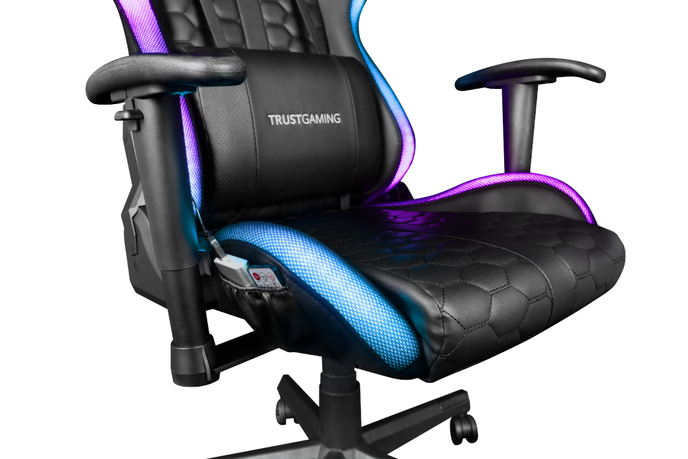 Žaidimų kėdė Trust GXT 716 Rizza RGB LED Illuminated Gaming Chair, Juoda, 23845