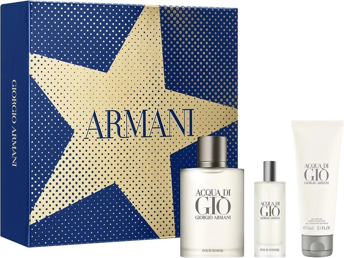 Giorgio Armani Acqua di Gio for Men (Rinkinys Vyrams) EDT 100ml + EDT 15ml + 75ml Dušo želė