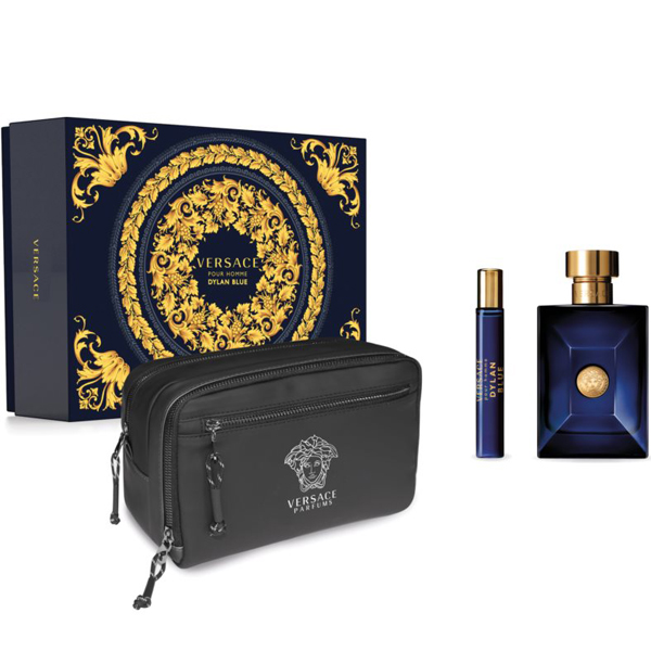 Versace Dylan Mėlyna Pour Homme (Rinkinys Vyrams) EDT 100ml + EDT 10ml + Kosmetikos maišelis