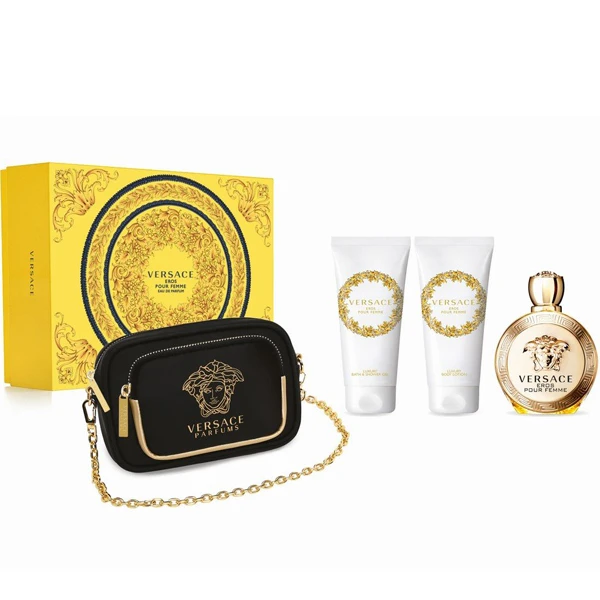 Versace Eros Pour Femme (Rinkinys Moterims) EDP 100ml + Losjonas kūnui 100ml + Dušo želė 100ml + Kosmetinis krepšelis