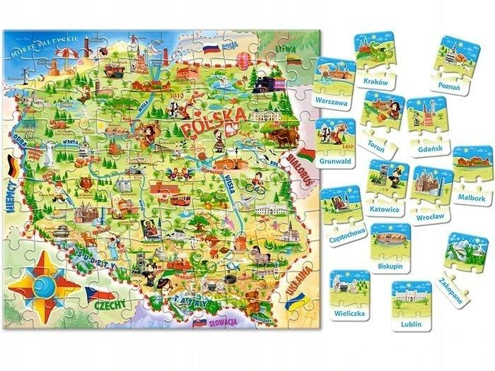 Castorland Dėlionė 100 vnt. - Lenkijos žemėlapis aprašymas - Prekės nuotrauka