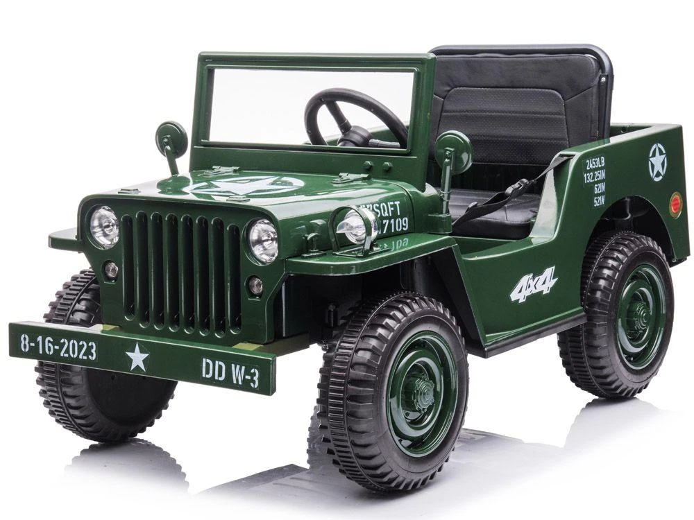 Akumuliatorinė transporto priemonė vaikams Jokomisiada Willy 4x4 + nuotolinio valdymo pultas | spalva: tamsiai žalia aprašymas - Prekės nuotrauka