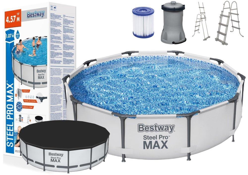 Karkasinis baseinas Bestway 56488 Steel Pro Max 457x107 cm, su filtru ...