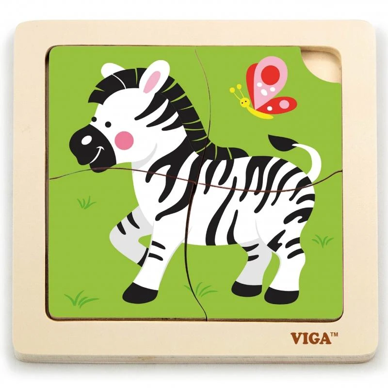 Viga Dėlionė 4 vnt. - Zebras aprašymas - Prekės nuotrauka