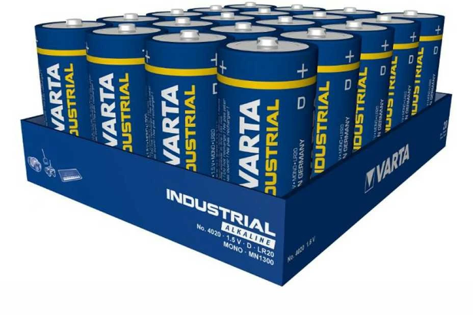20x Varta Pramoninės šarminės R-20 LR20 D baterijos