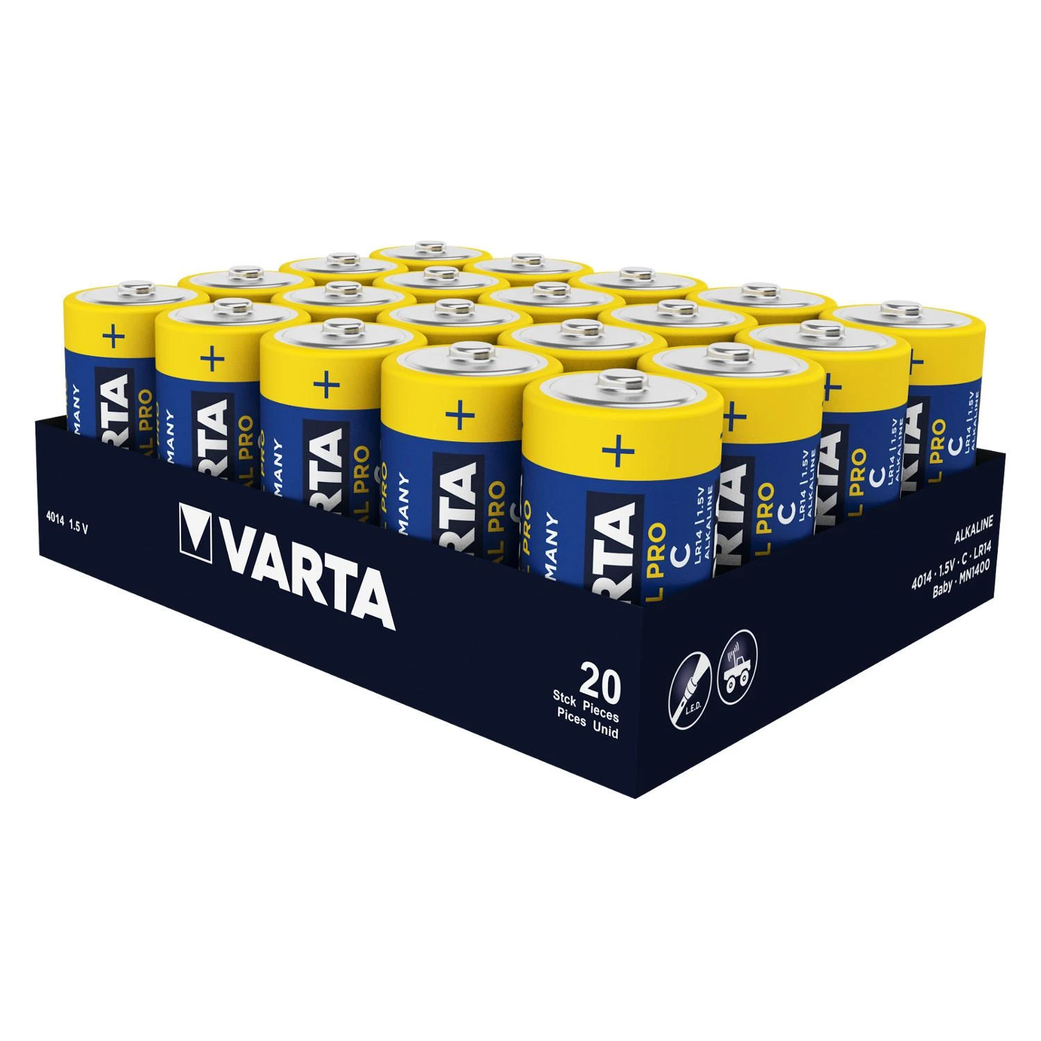 Varta Industrial Pro LR14 C 1,5V 7800mAh elementas 4014, 20 vnt.