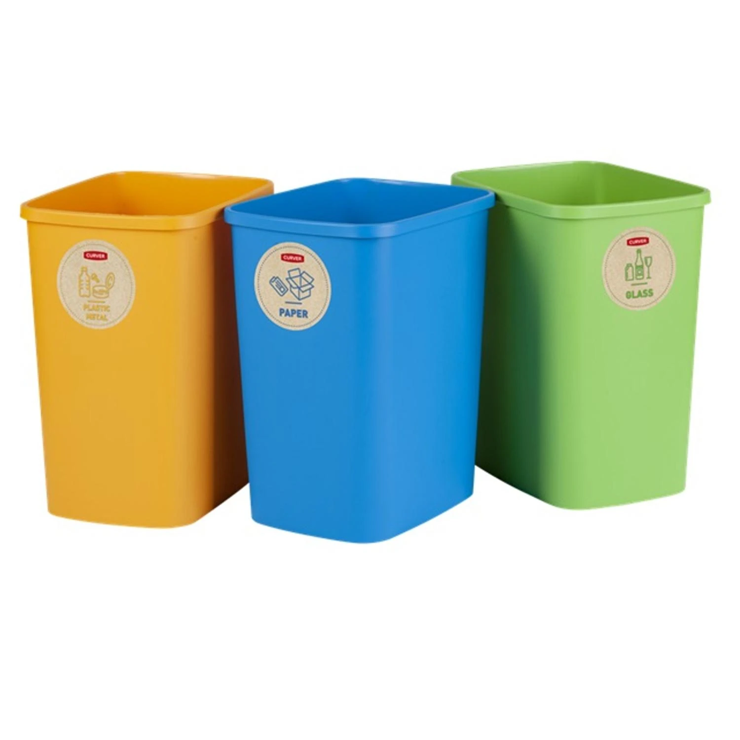 Curver Rūšiavimo šiukšliadėžių rinkinys ECO FRIENDLY, 3 × 9 l