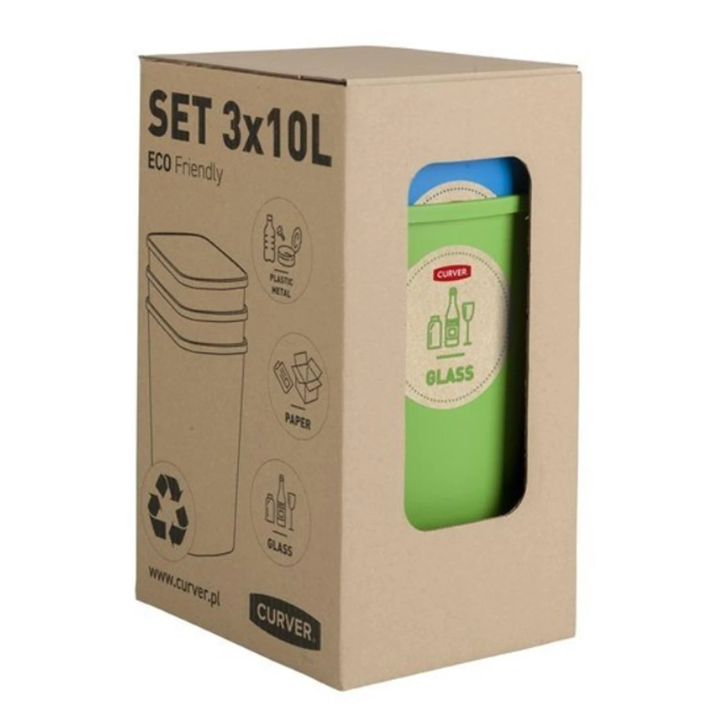 Curver Rūšiavimo šiukšliadėžių rinkinys ECO FRIENDLY, 3 × 9 l