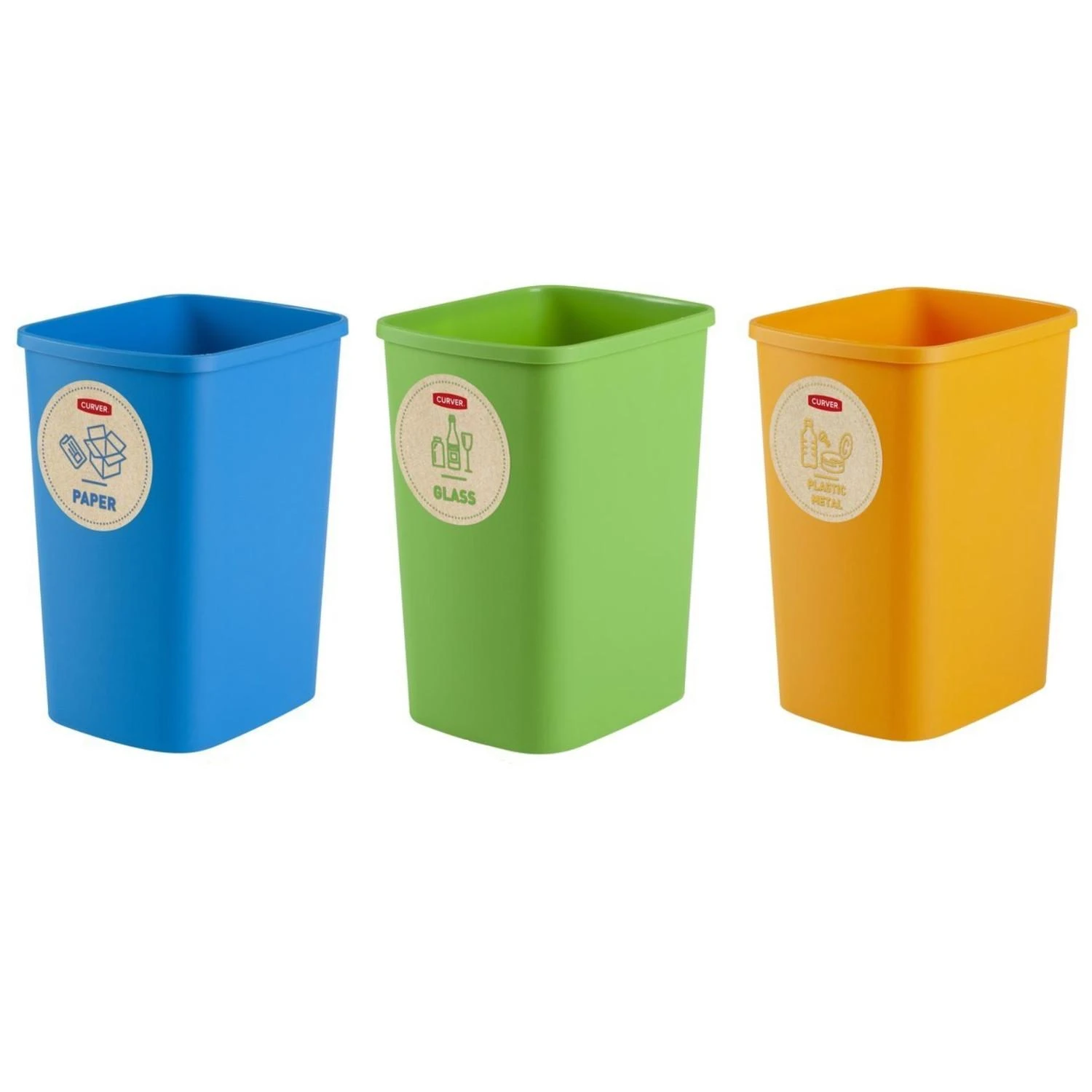 Curver Rūšiavimo šiukšliadėžių rinkinys ECO FRIENDLY, 3 × 9 l