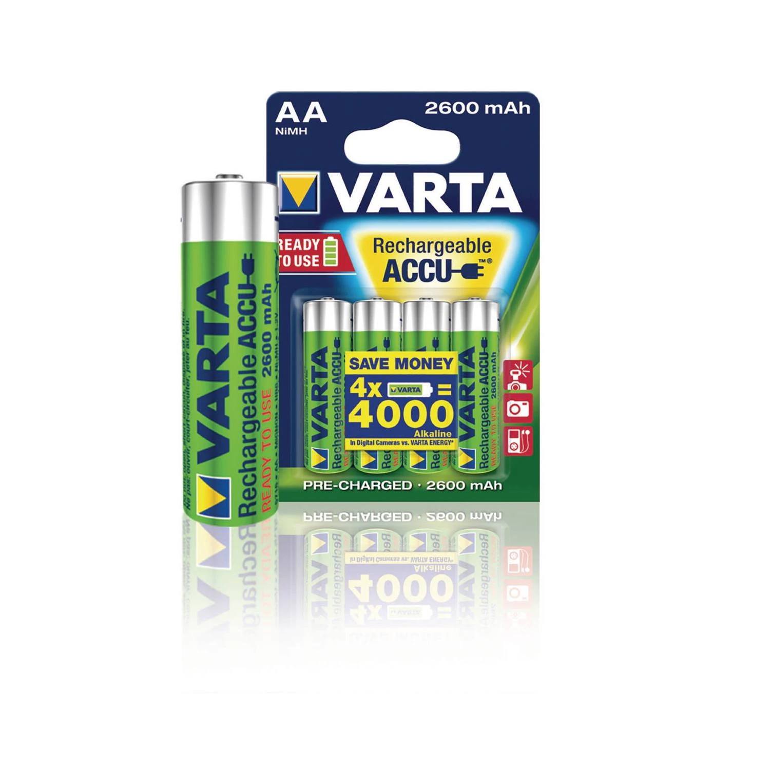 Varta AA 2600mAh įkraunamos baterijos pakuotė