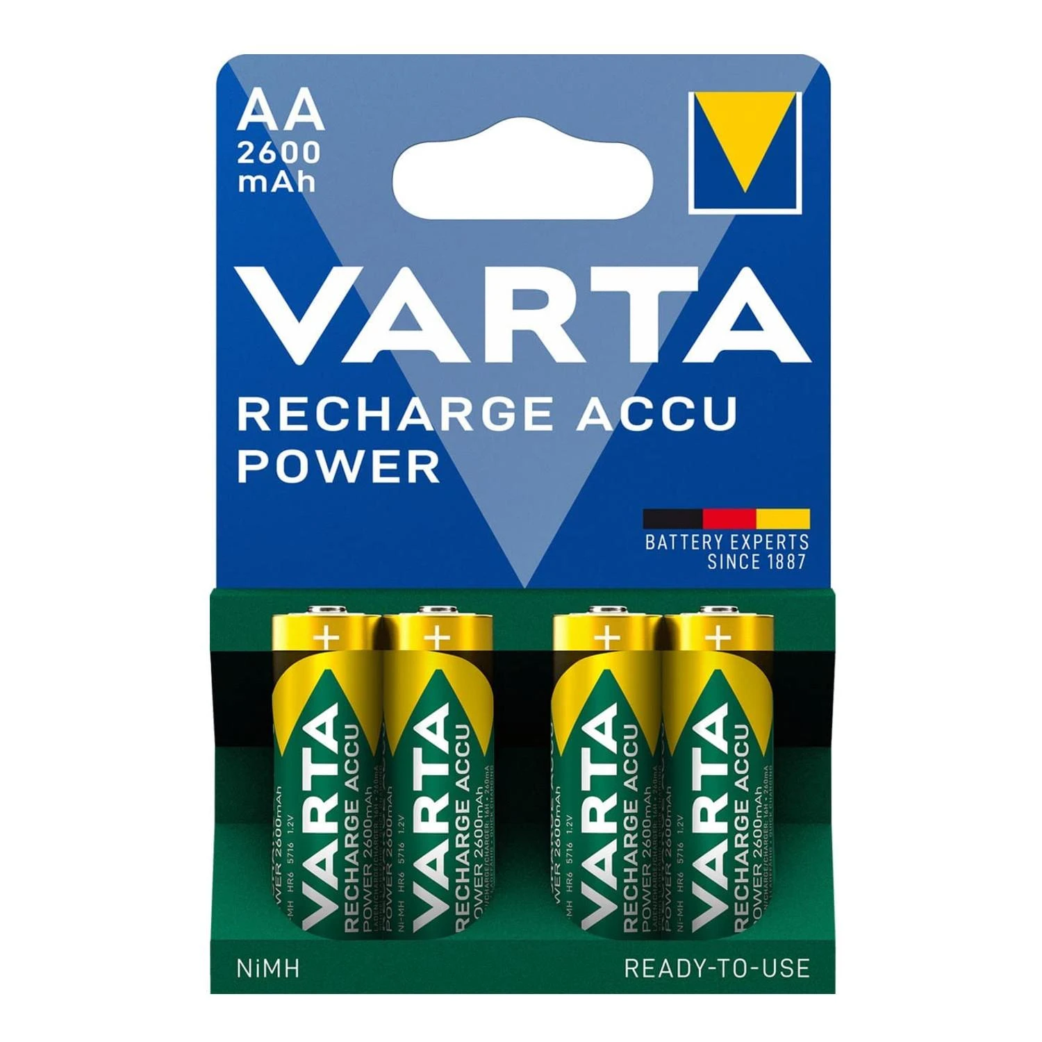 Varta AA 2600mAh akumuliatoriai pakuotėje