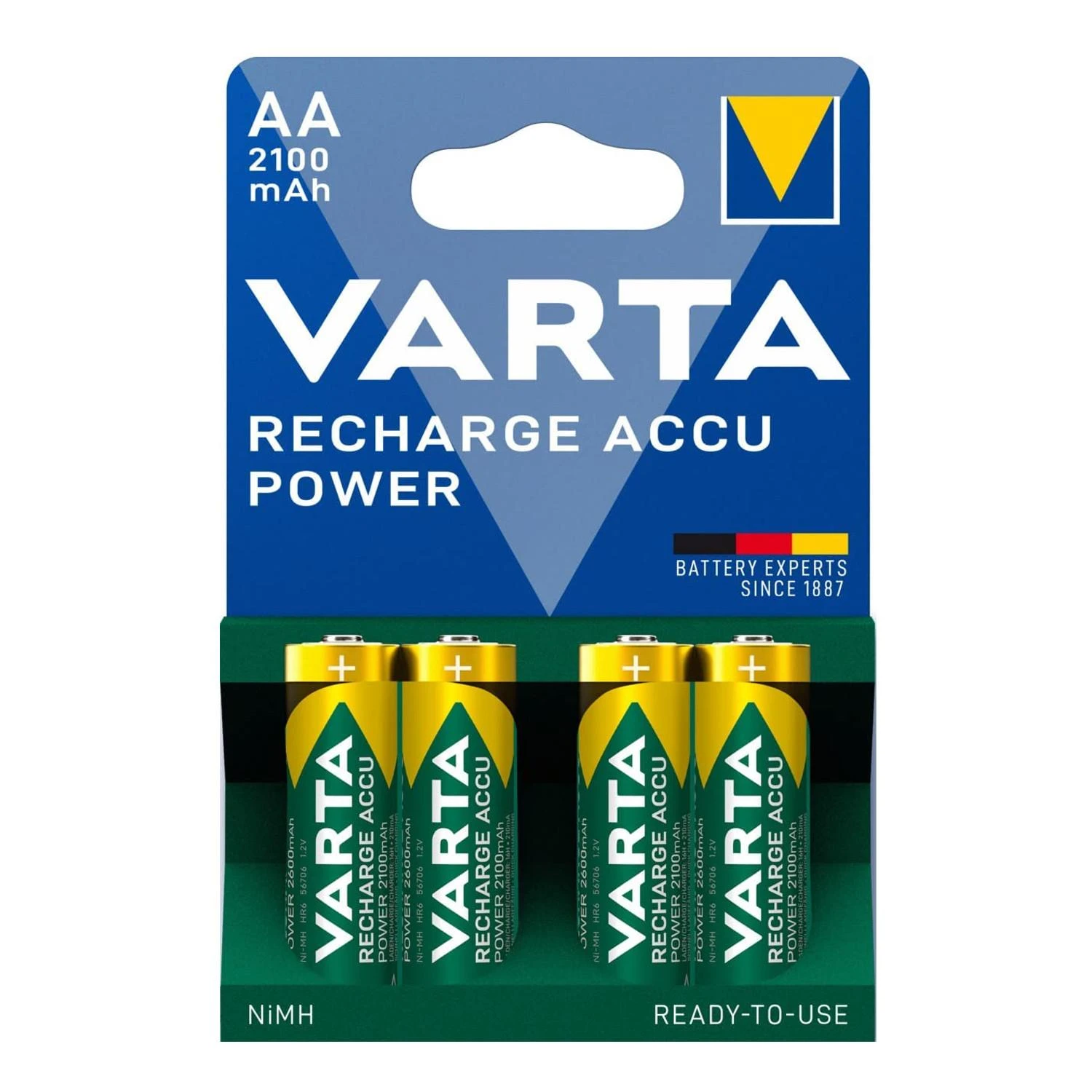 Varta AA 2100mAh įkraunami akumuliatoriai pakuotėje