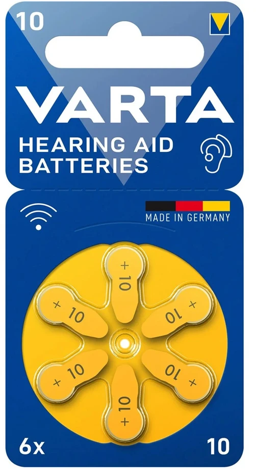 6x Varta 10 PR70 klausos aparatų baterijos